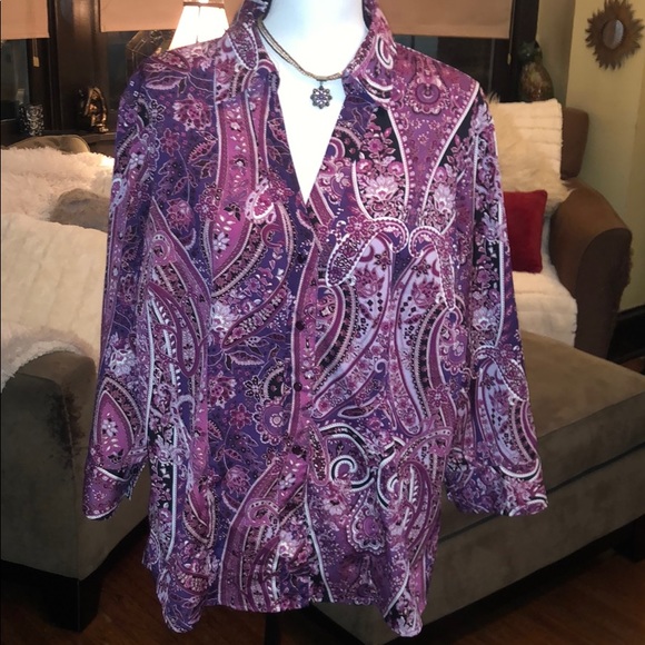 Purple/mauve paisley button down - Picture 1 of 3